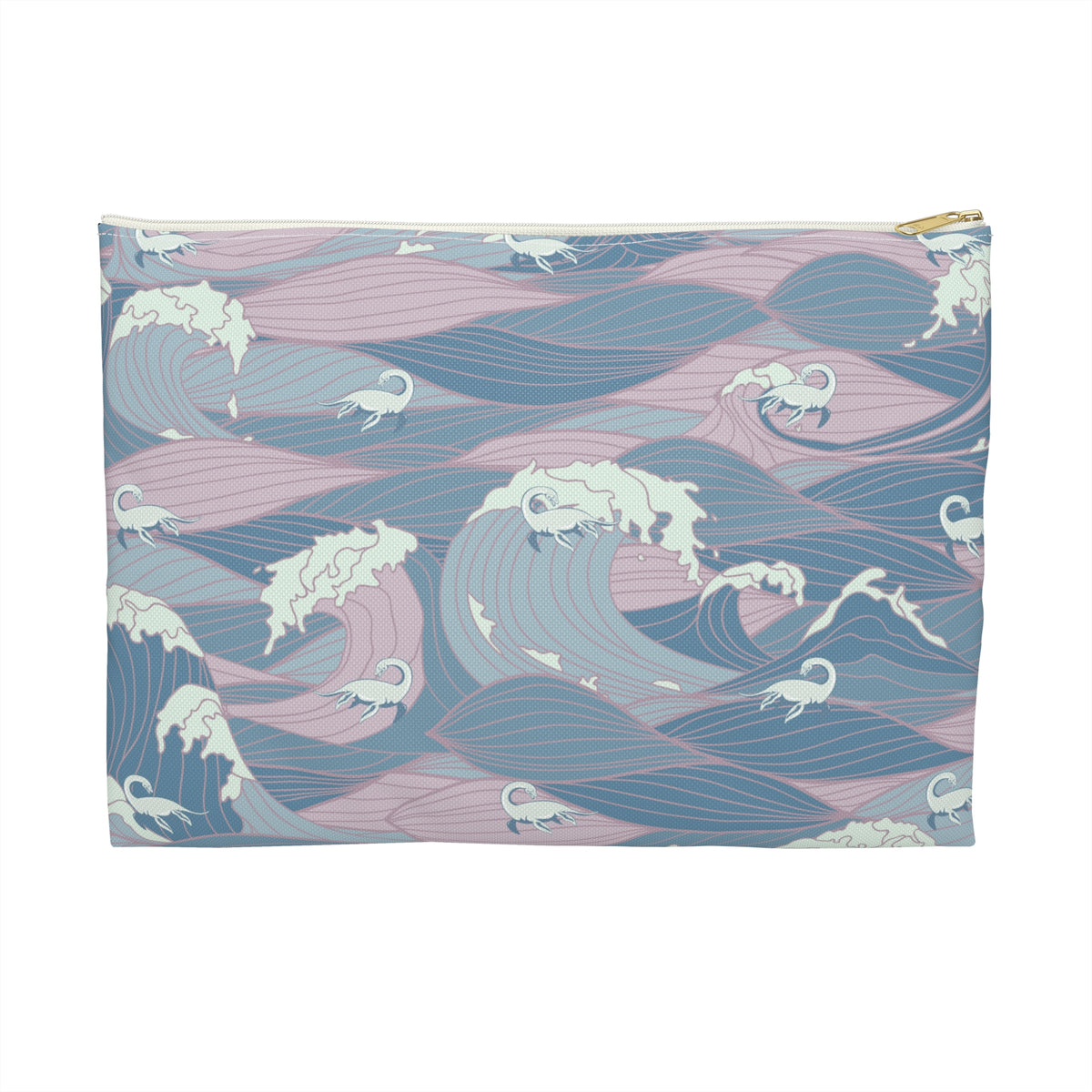 Nessie Waves Pattern Accessory Pouch — Pastel Ocean Waves Makeup Bag