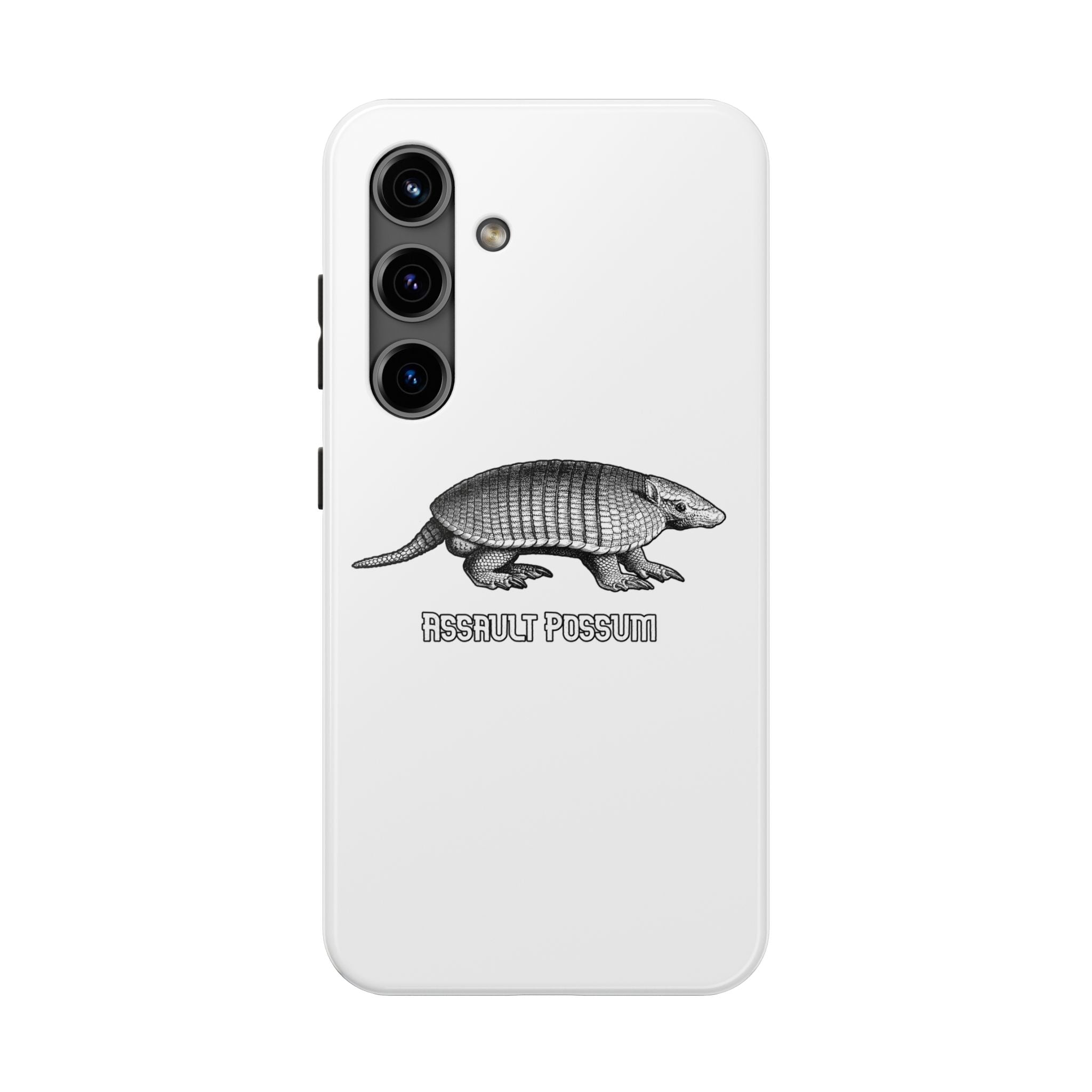 Tough Phone Case — "Assault Possum" Armadillo Graphic, Rugged Protective Phone Cover