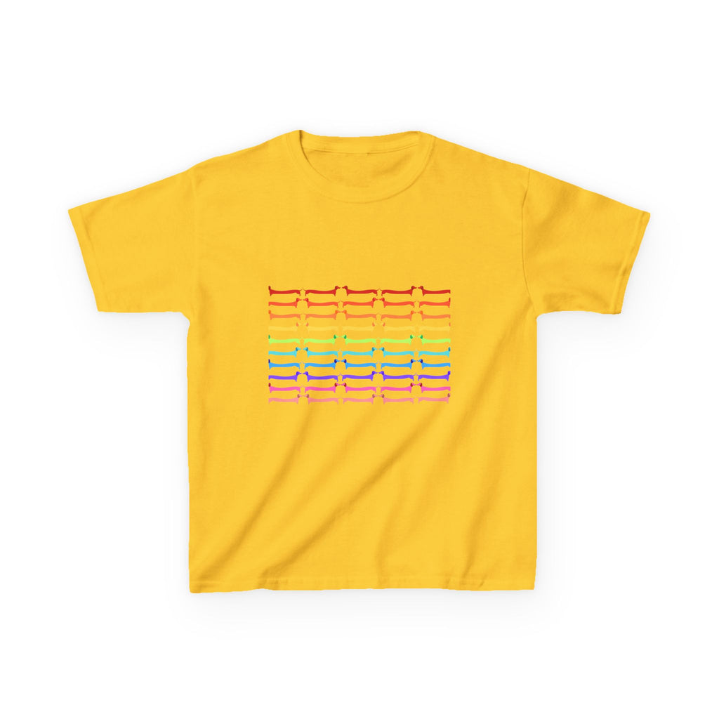 Youth Rainbow Dachshund Pattern Cute Dog Graphic Tee