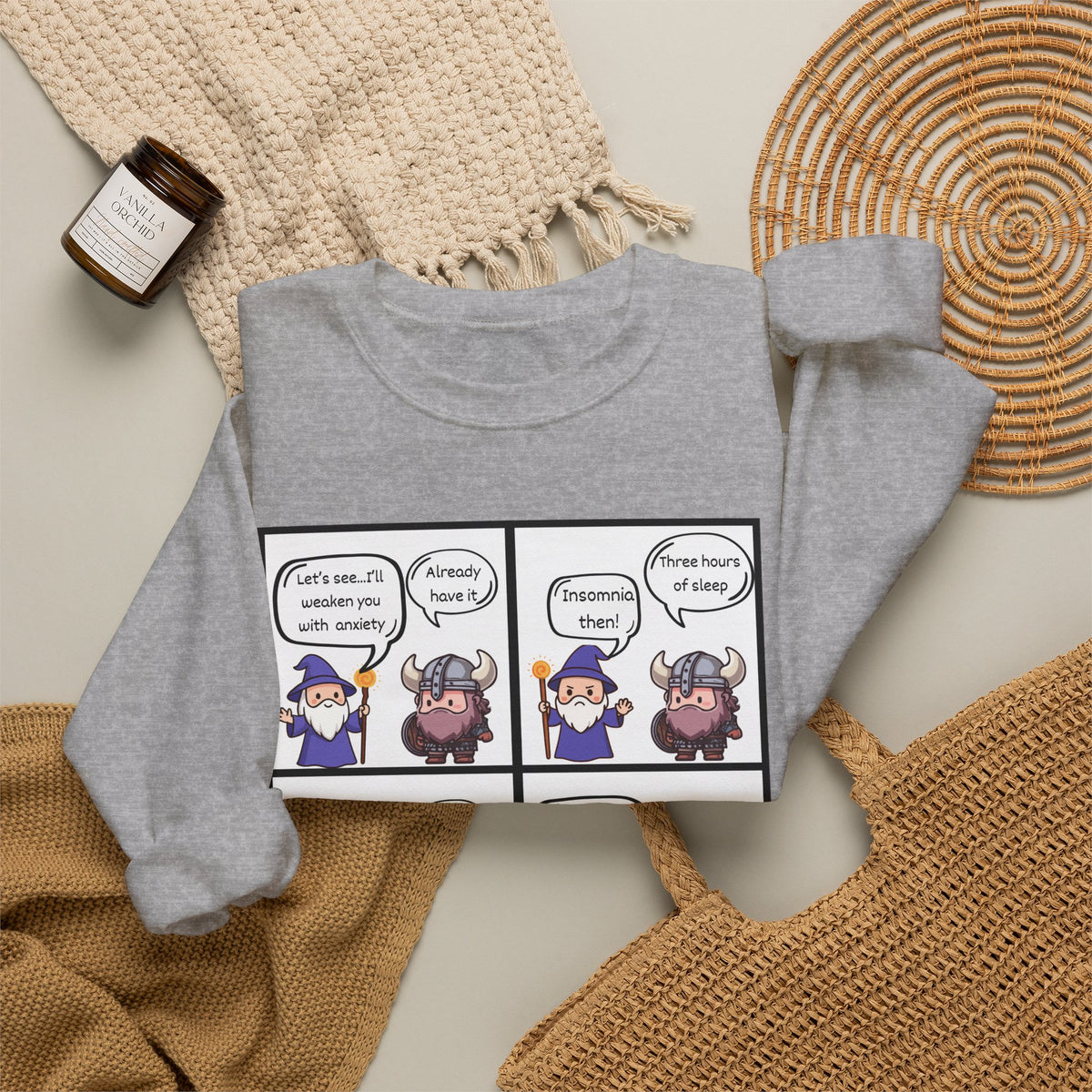 Comic D&D Sweatshirt — Cute Panel Cartoon Crewneck