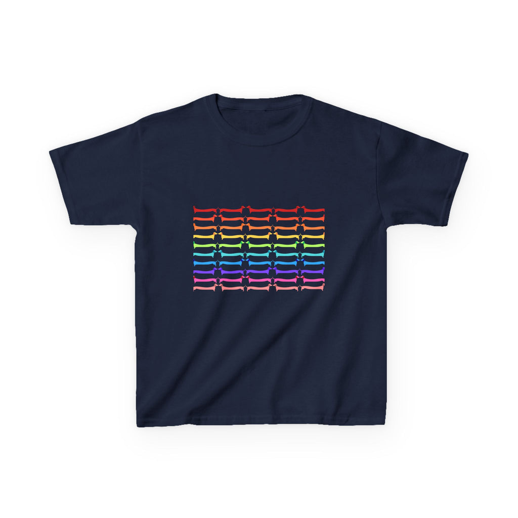 Youth Rainbow Dachshund Pattern Cute Dog Graphic Tee