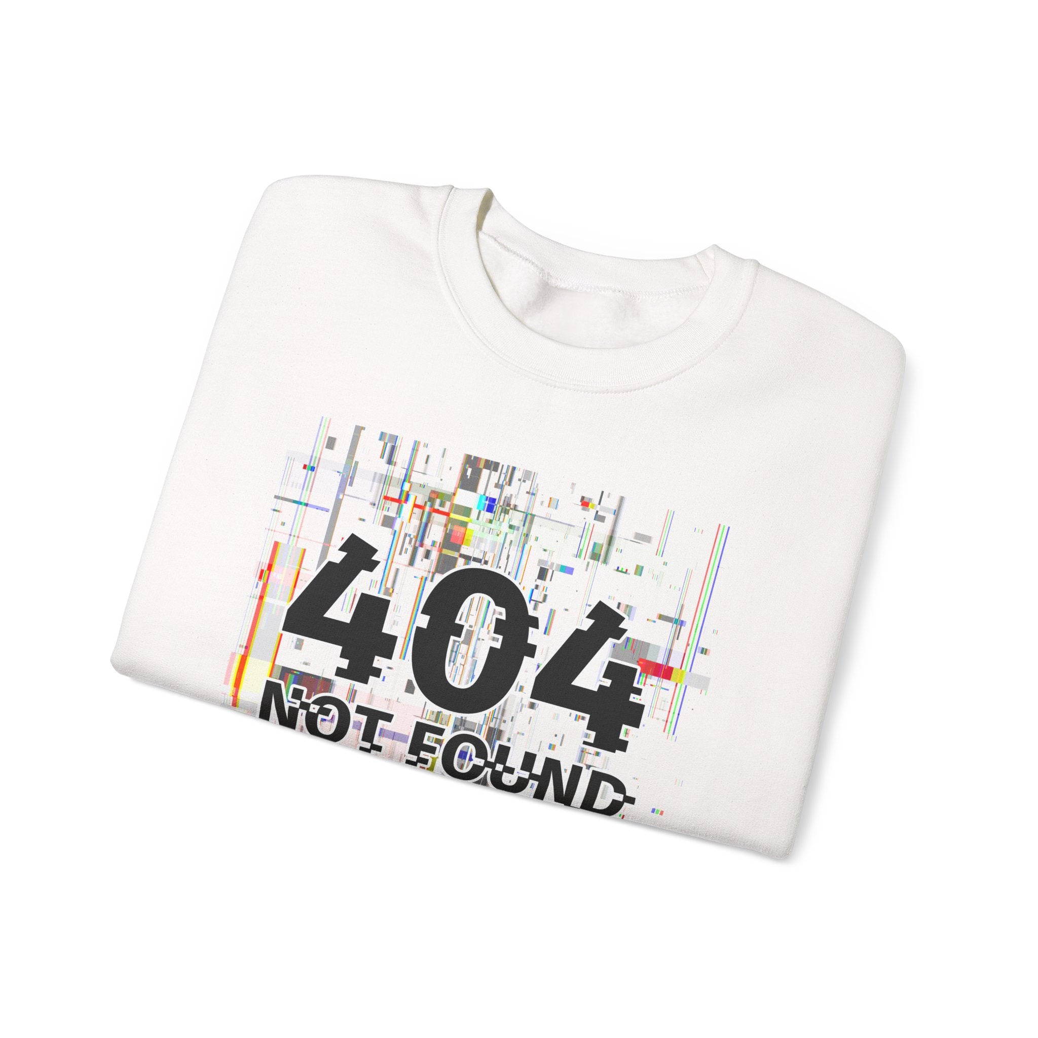 404 Not Found Crewneck Sweatshirt — Glitch Tech Graphic Pullover