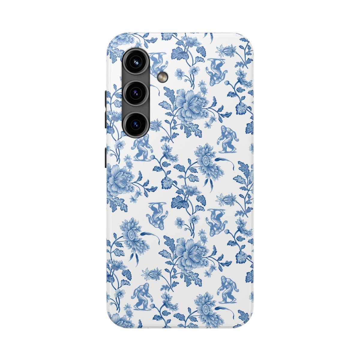 Bigfoot Floral Porcelain Tough Phone Case — Vintage Delft Pattern Protective Phone Case