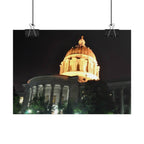 Nighttime Missouri Capitol Dome Rolled Poster — Illuminated Government Building Wall Art