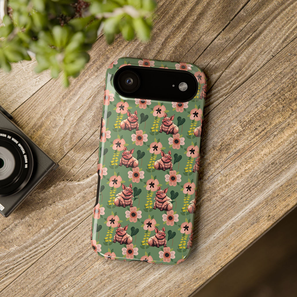 Floral Squonk Pattern Impact Phone Case — Protective iPhone Cover with Pink Flowers