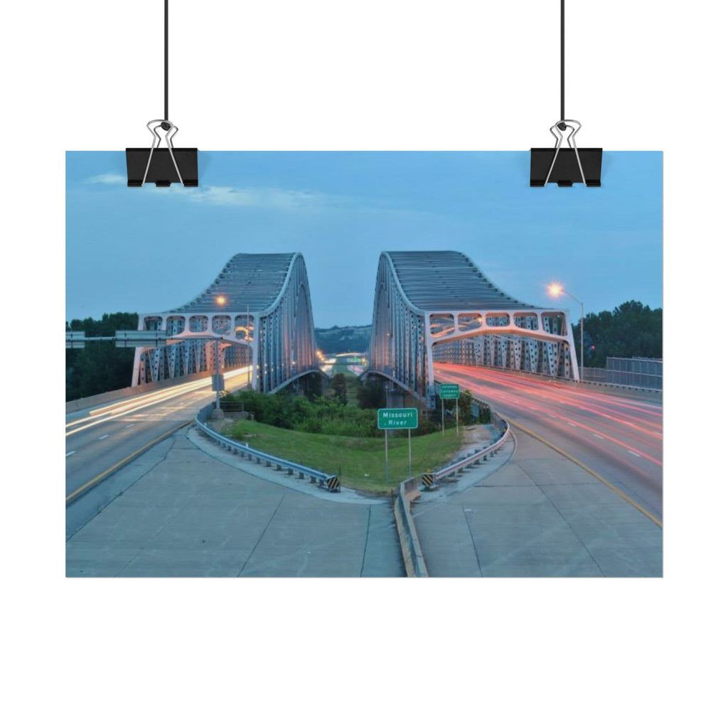 Twilight Bridge Rolled Poster — Long-Exposure Cityscape Wall Art