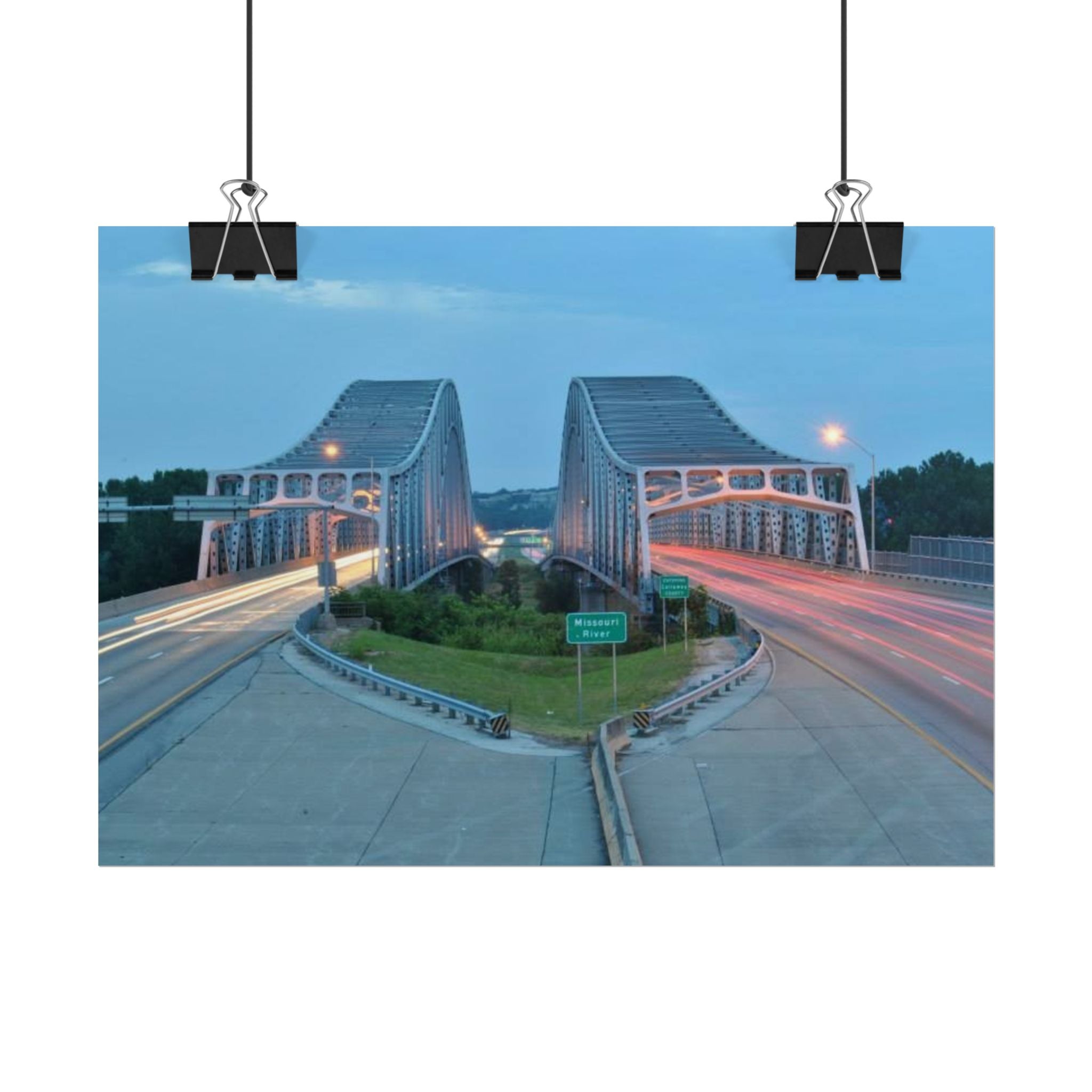 Twilight Bridge Rolled Poster — Long-Exposure Cityscape Wall Art