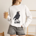 Crewneck Sweatshirt — Screaming Crow Graphic with "FUC AWF" Text
