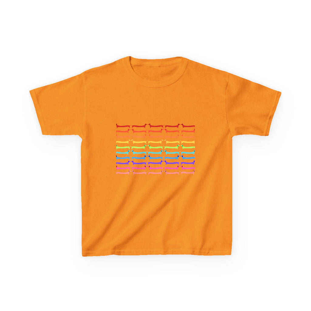 Youth Rainbow Dachshund Pattern Cute Dog Graphic Tee