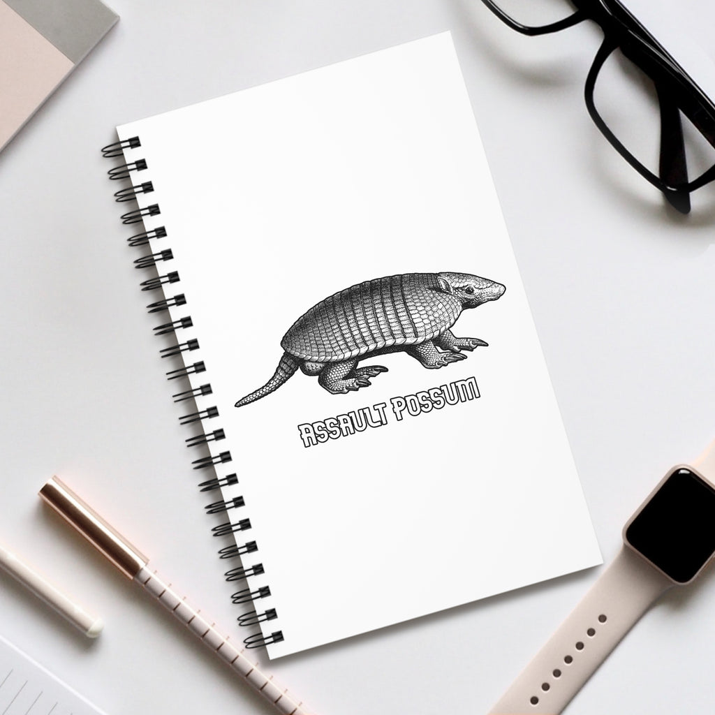Spiral Journal — 'Assault Possum' Vintage Armadillo Illustration Notebook