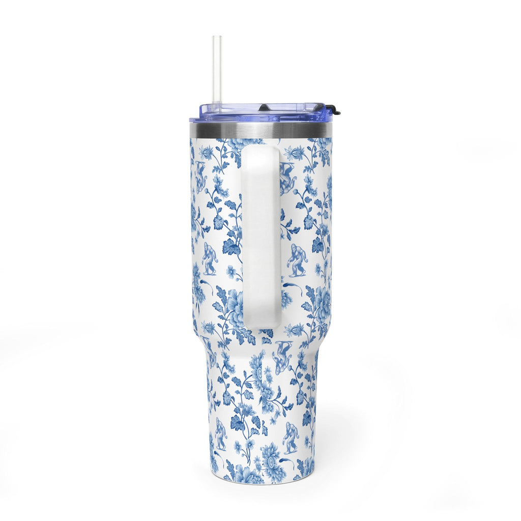 40oz Bigfoot Floral Vacuum Tumbler – Insulated Travel Mug with Straw
