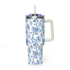 40oz Bigfoot Floral Vacuum Tumbler – Insulated Travel Mug with Straw