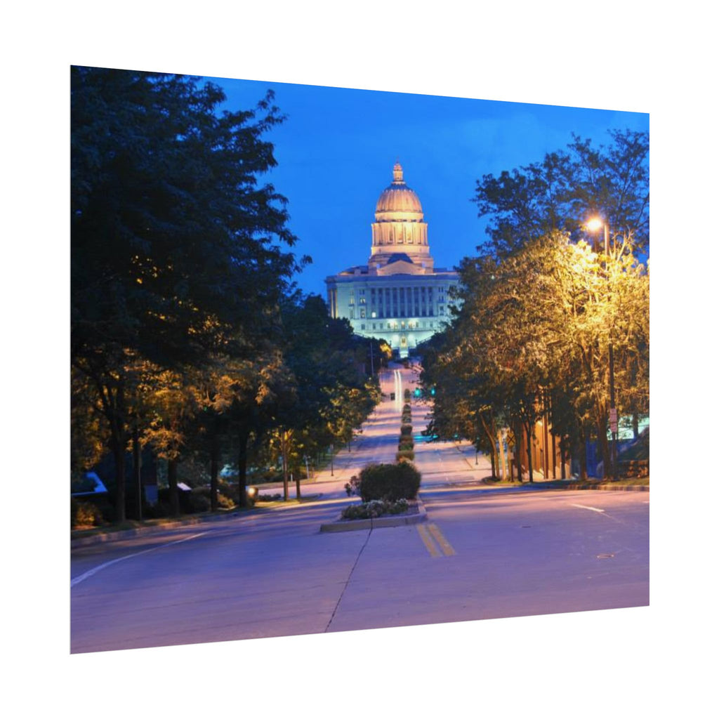 Rolled Poster — Nighttime Missouri Capitol Building Cityscape Wall Art