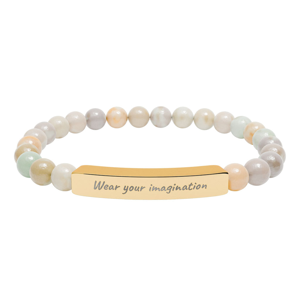 Personalize it! Natural Stone Stretch Bracelet 'Wear Your Imagination' Bar