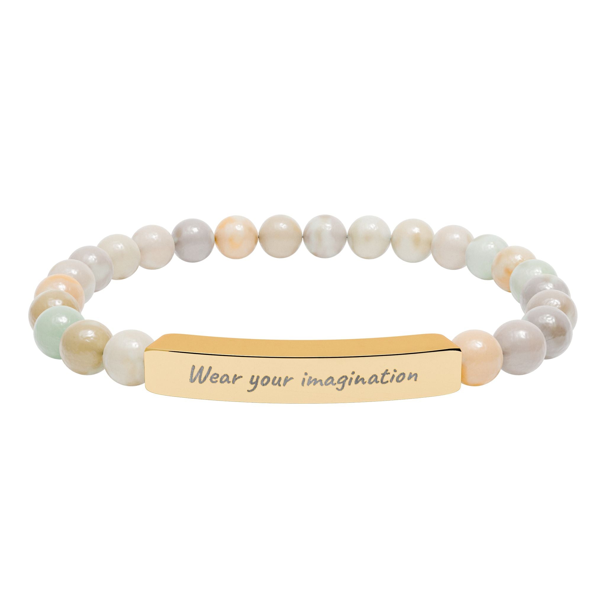 Personalize it! Natural Stone Stretch Bracelet 'Wear Your Imagination' Bar