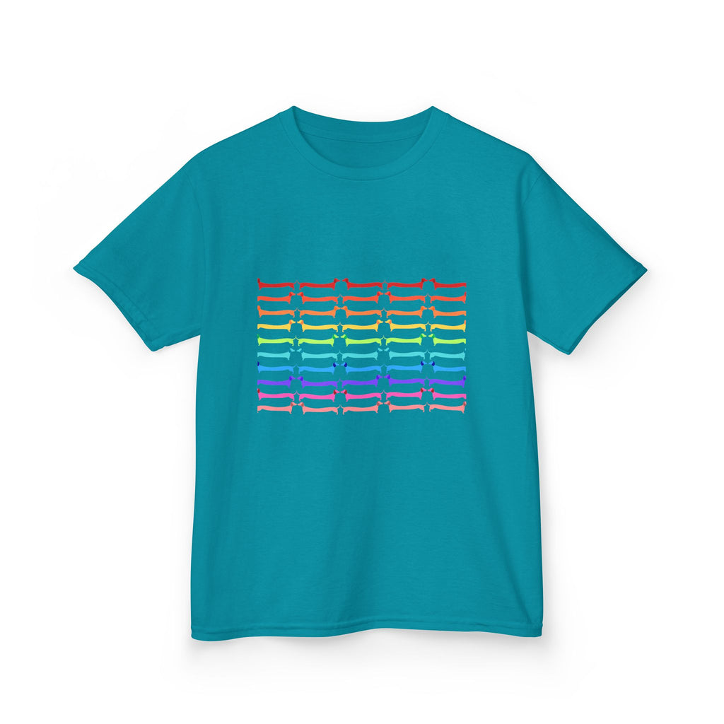 Youth Rainbow Dachshund Pattern Cute Dog Graphic Tee