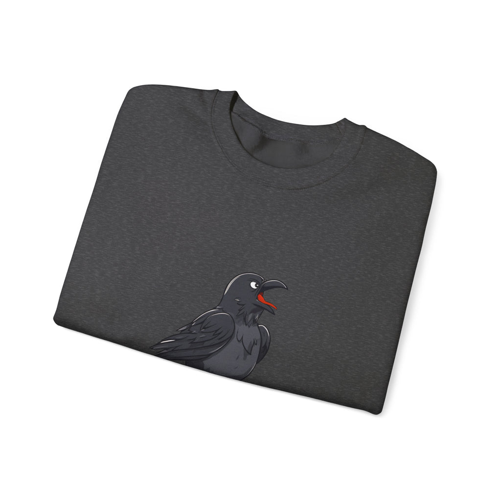 Crewneck Sweatshirt — Screaming Crow Graphic with "FUC AWF" Text
