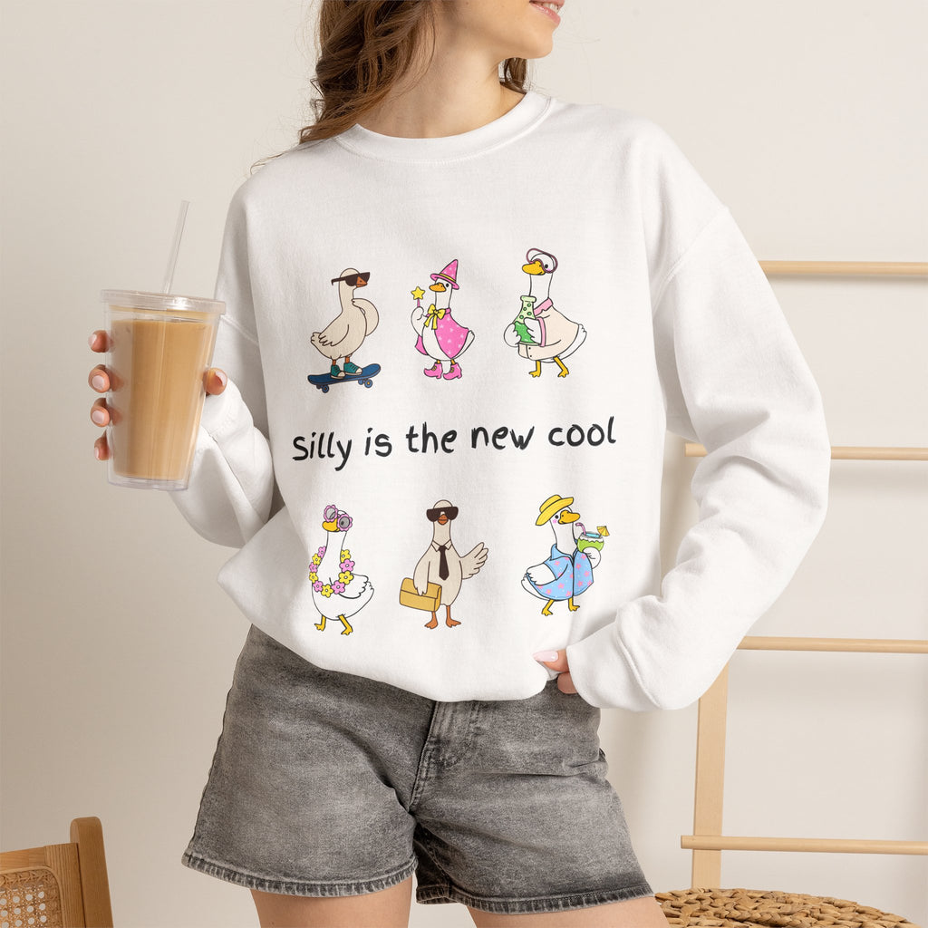 Silly Is The New Cool Sweatshirt — Cute Dancing Ducks Graphic Crewneck