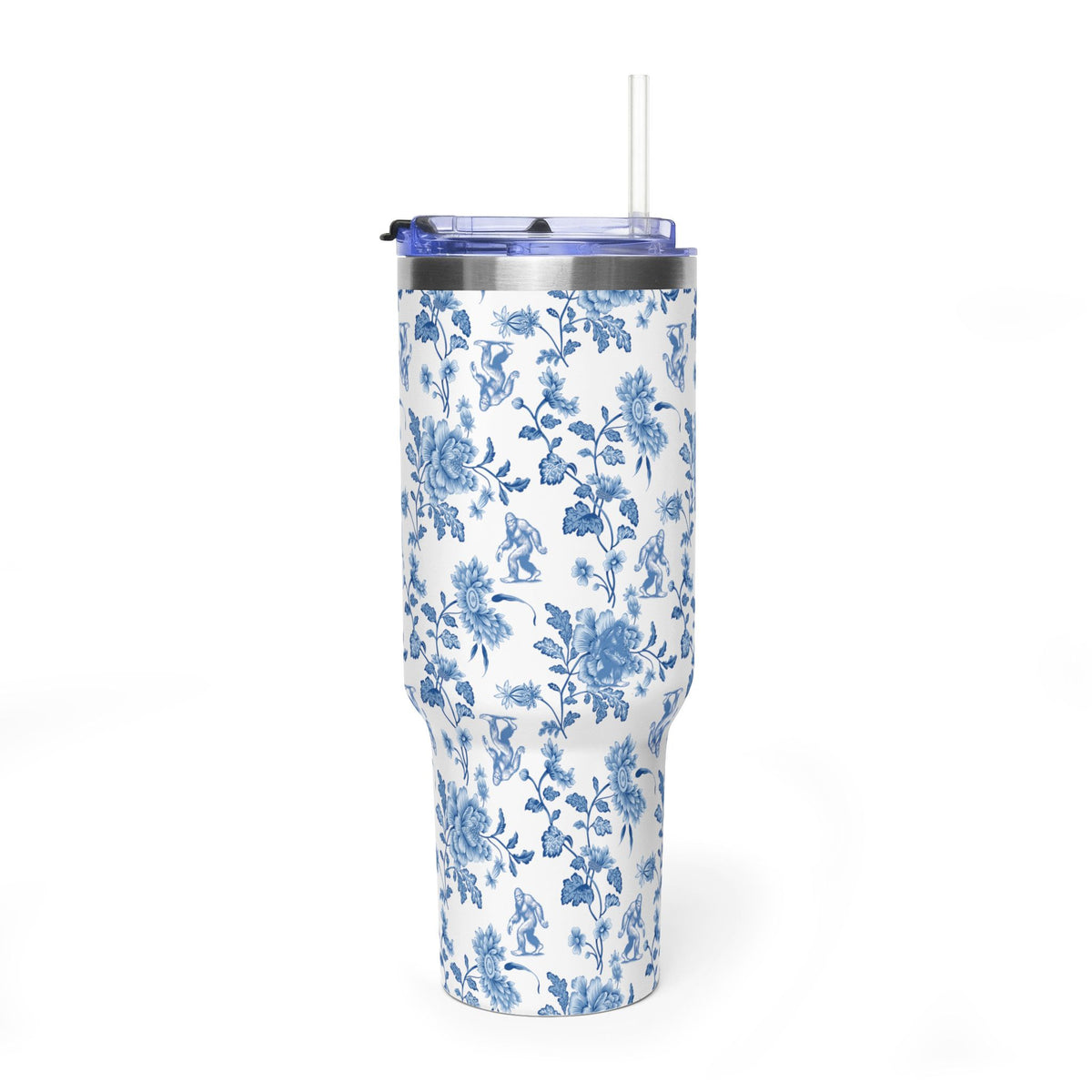 40oz Bigfoot Floral Vacuum Tumbler – Insulated Travel Mug with Straw
