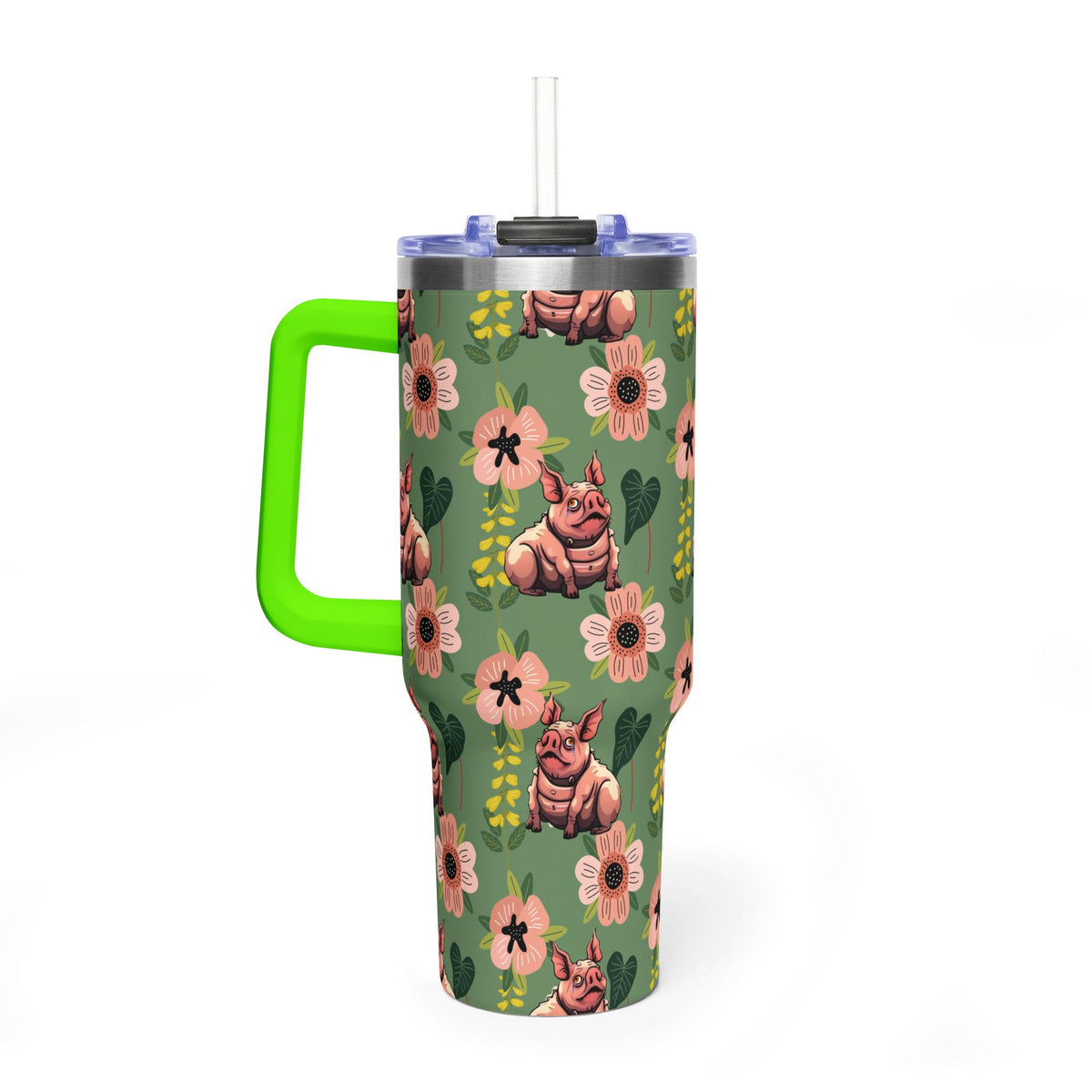 40oz Floral Squonk Tumbler — Insulated Vacuum Travel Mug