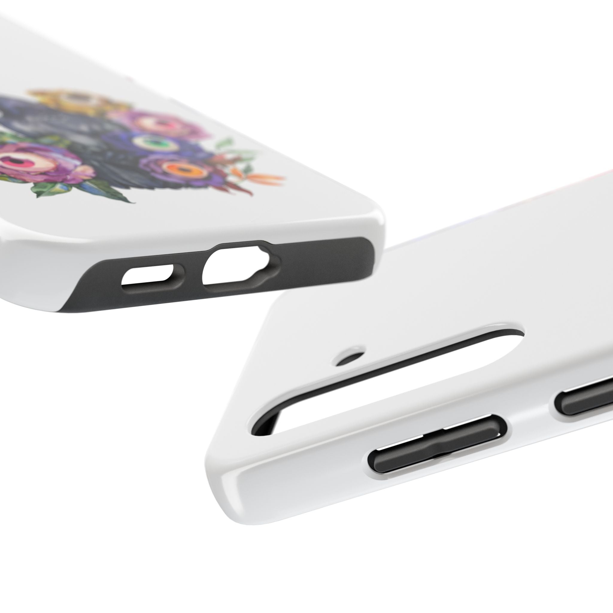 'Surreal' Tough Phone Case — Protective Phone Cover with Raven and Bouquet Design