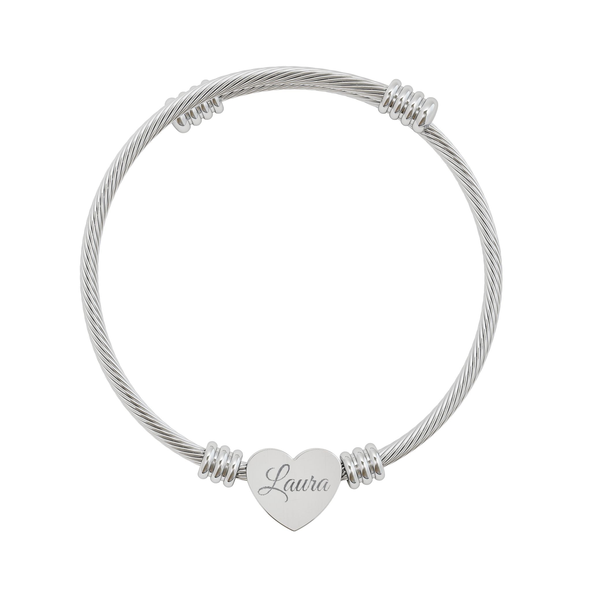 Personalize it! Name Heart Bangle (Silver or Gold)