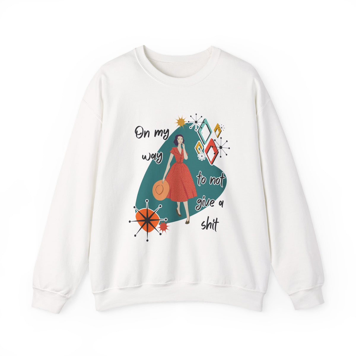 Crewneck Sweatshirt — "On My Way to Not Give a Shit" Retro Graphic