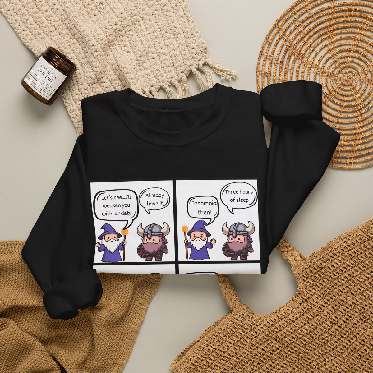 Comic D&D Sweatshirt — Cute Panel Cartoon Crewneck