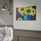 Yellow Sunflowers in Blue Vase Rolled Art Print