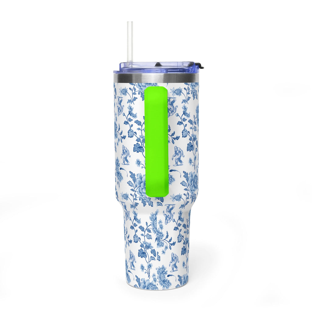 40oz Bigfoot Floral Vacuum Tumbler – Insulated Travel Mug with Straw