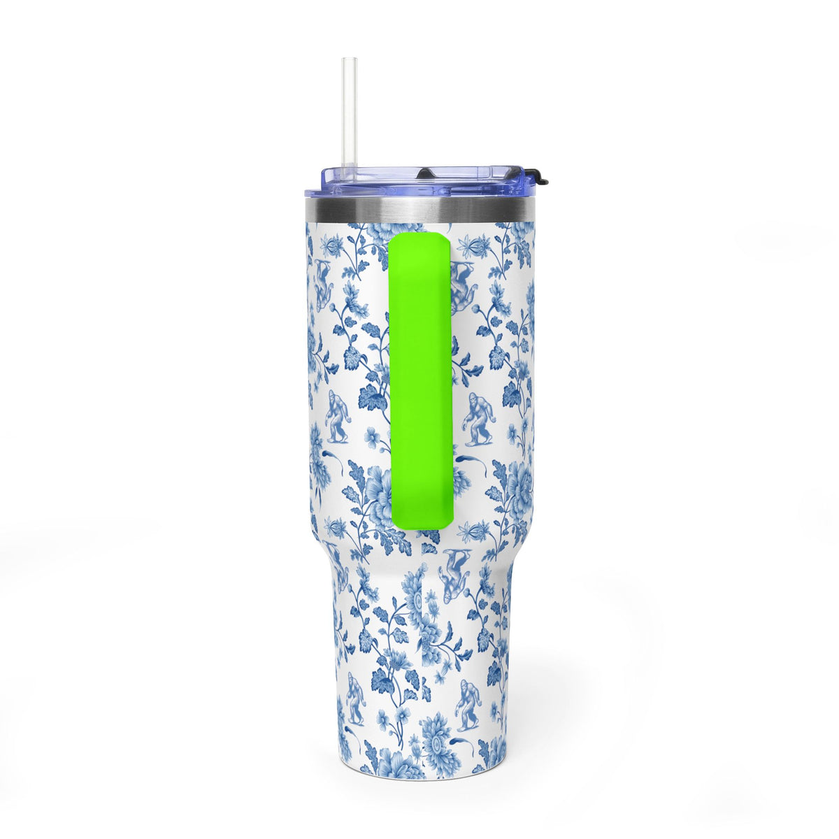 40oz Bigfoot Floral Vacuum Tumbler – Insulated Travel Mug with Straw
