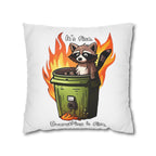 Funny 'It's Fine' Trash Panda Throw Pillowcase — Cute Raccoon In Flames Decorative Cushion Cover