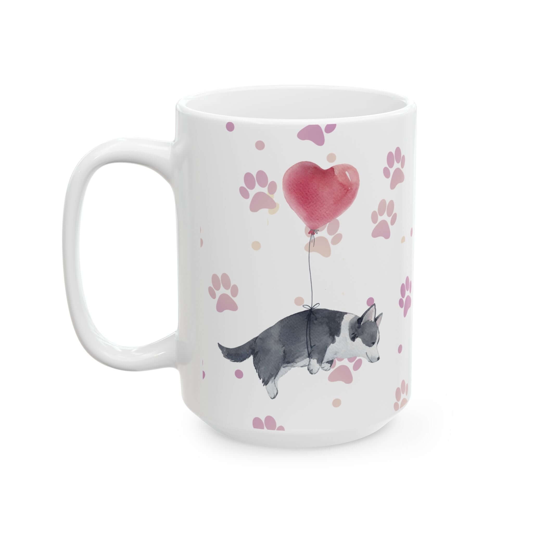 Corgi Balloon Paw Print Ceramic Coffee Cup (11oz, 15oz)