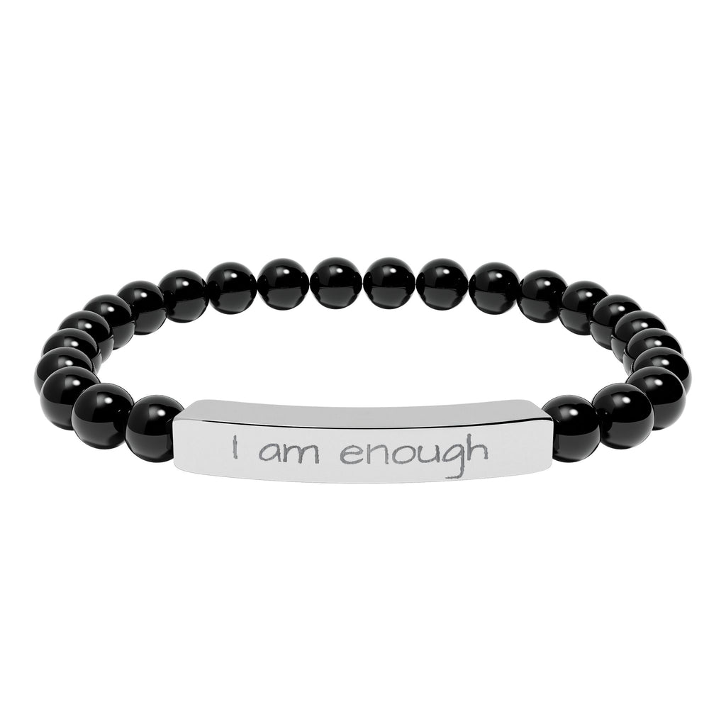 Natural Stone Stretch Bar Bracelet "I am enough"