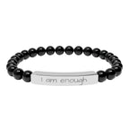 Natural Stone Stretch Bar Bracelet "I am enough"