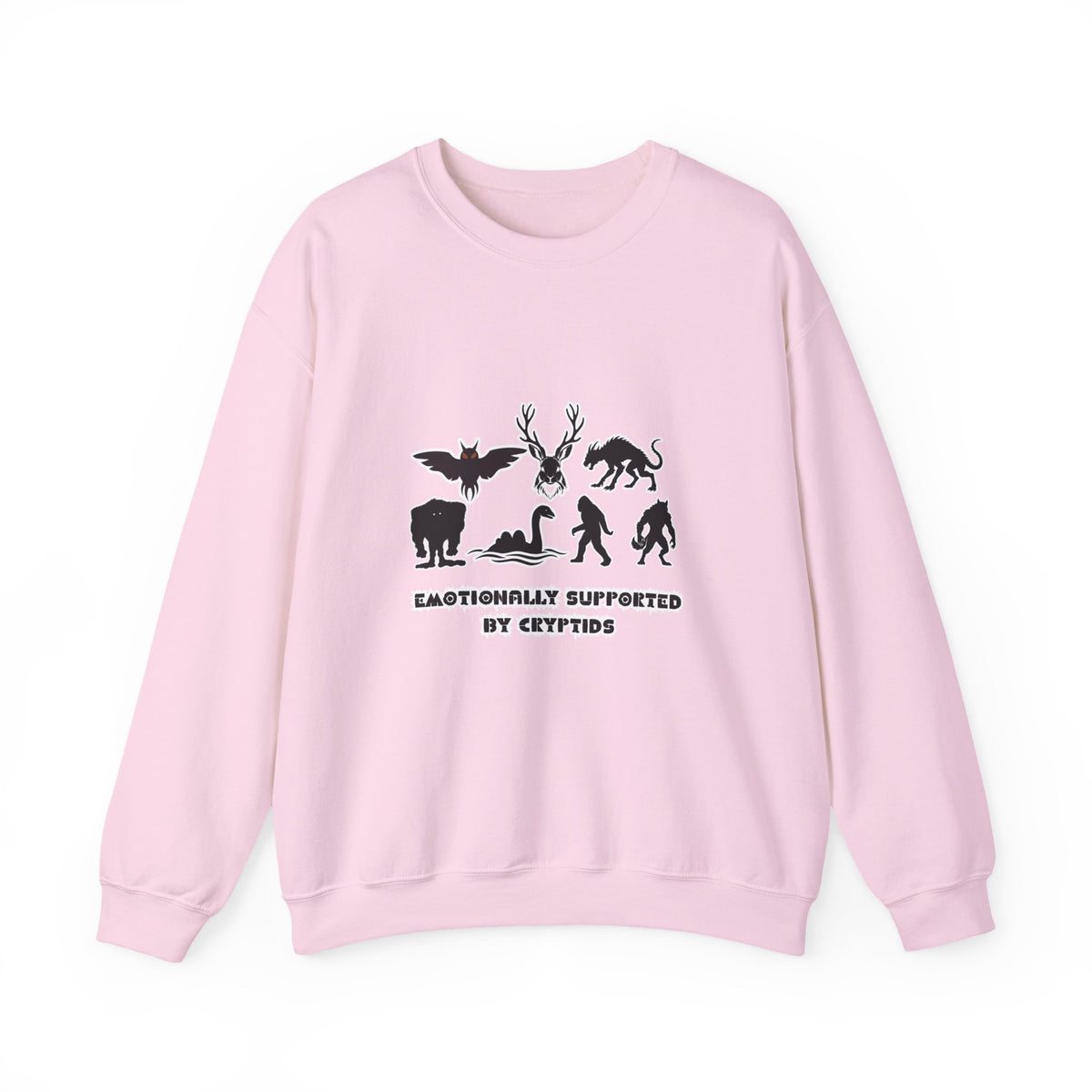 Crewneck Sweatshirt — "Emotionally Supported by Cryptids" Graphic