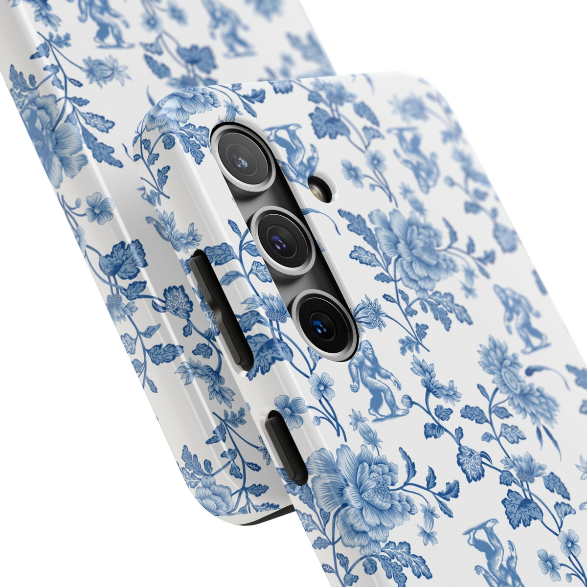 Bigfoot Floral Porcelain Tough Phone Case — Vintage Delft Pattern Protective Phone Case