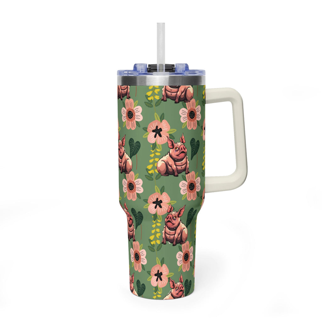 40oz Floral Squonk Tumbler — Insulated Vacuum Travel Mug