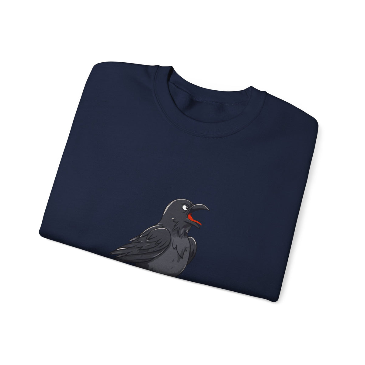 Crewneck Sweatshirt — Screaming Crow Graphic with "FUC AWF" Text