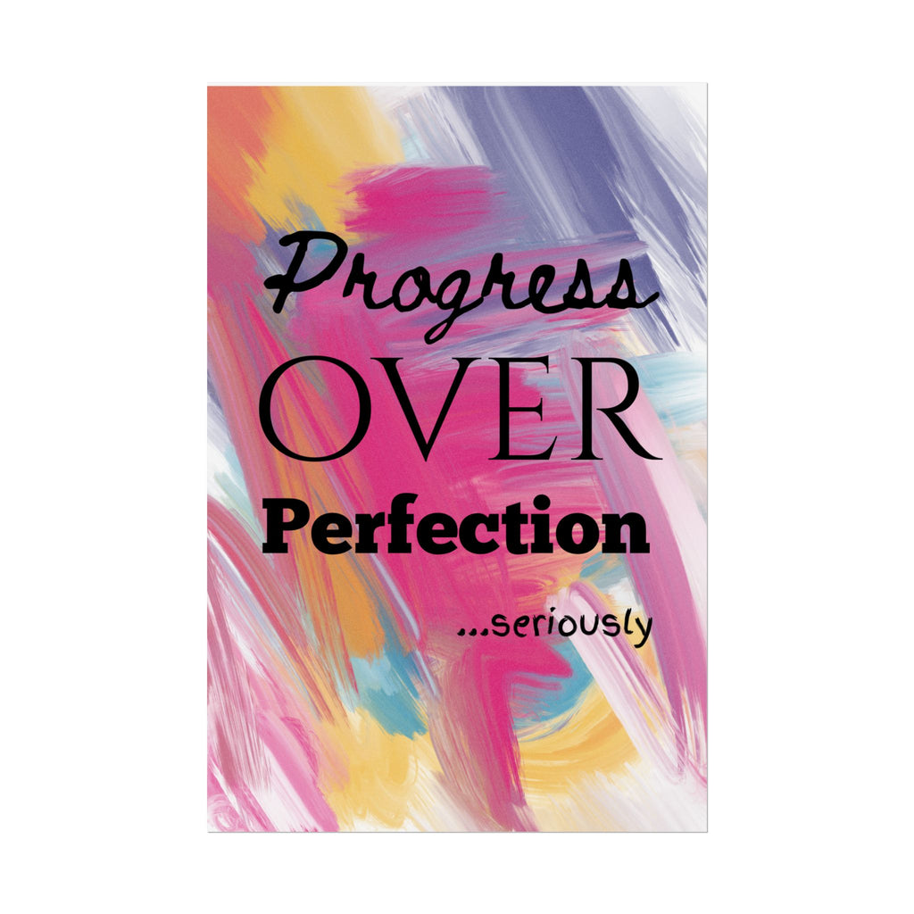 "Progress Over Perfection" – Motivational Wall Art for Office, Studio & Classroom