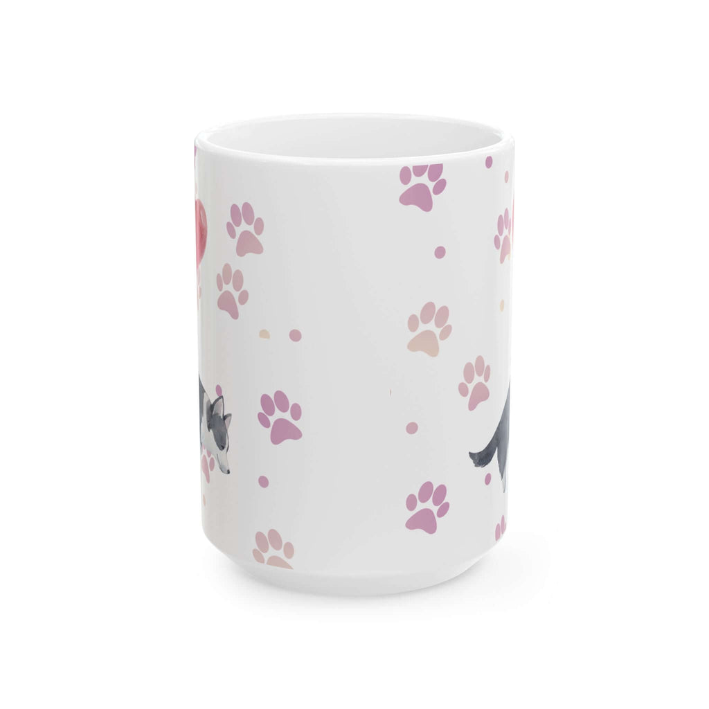 Corgi Balloon Paw Print Ceramic Coffee Cup (11oz, 15oz)