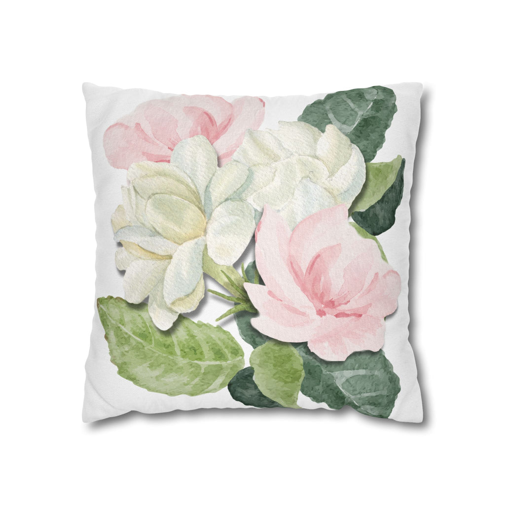 Peony Floral Garden Pillowcase — Pink & White Decorative Throw Pillowcase