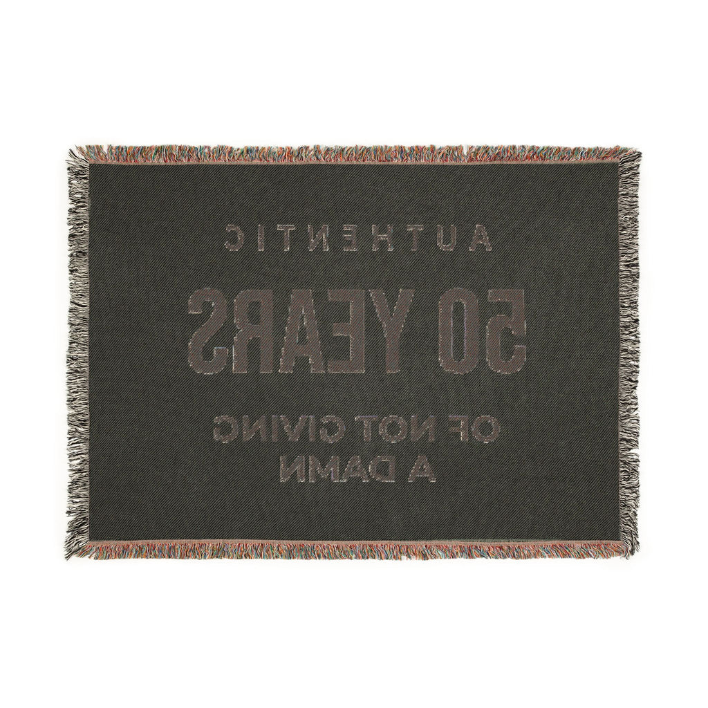 Personalized Woven Blanket — "Authentic 50 Years of Not Giving a Damn" Throw Blanket