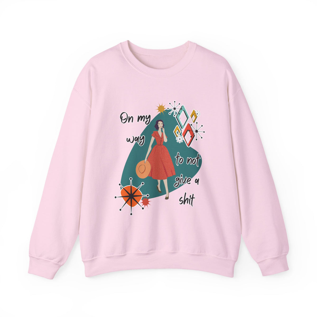 Crewneck Sweatshirt — "On My Way to Not Give a Shit" Retro Graphic