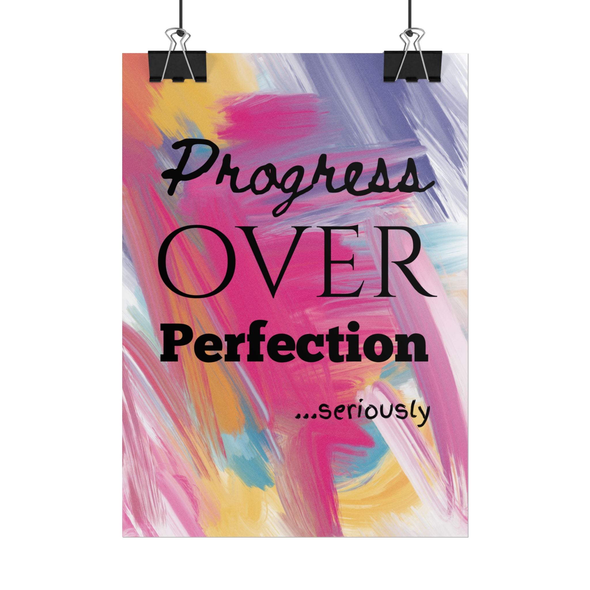 "Progress Over Perfection" – Motivational Wall Art for Office, Studio & Classroom