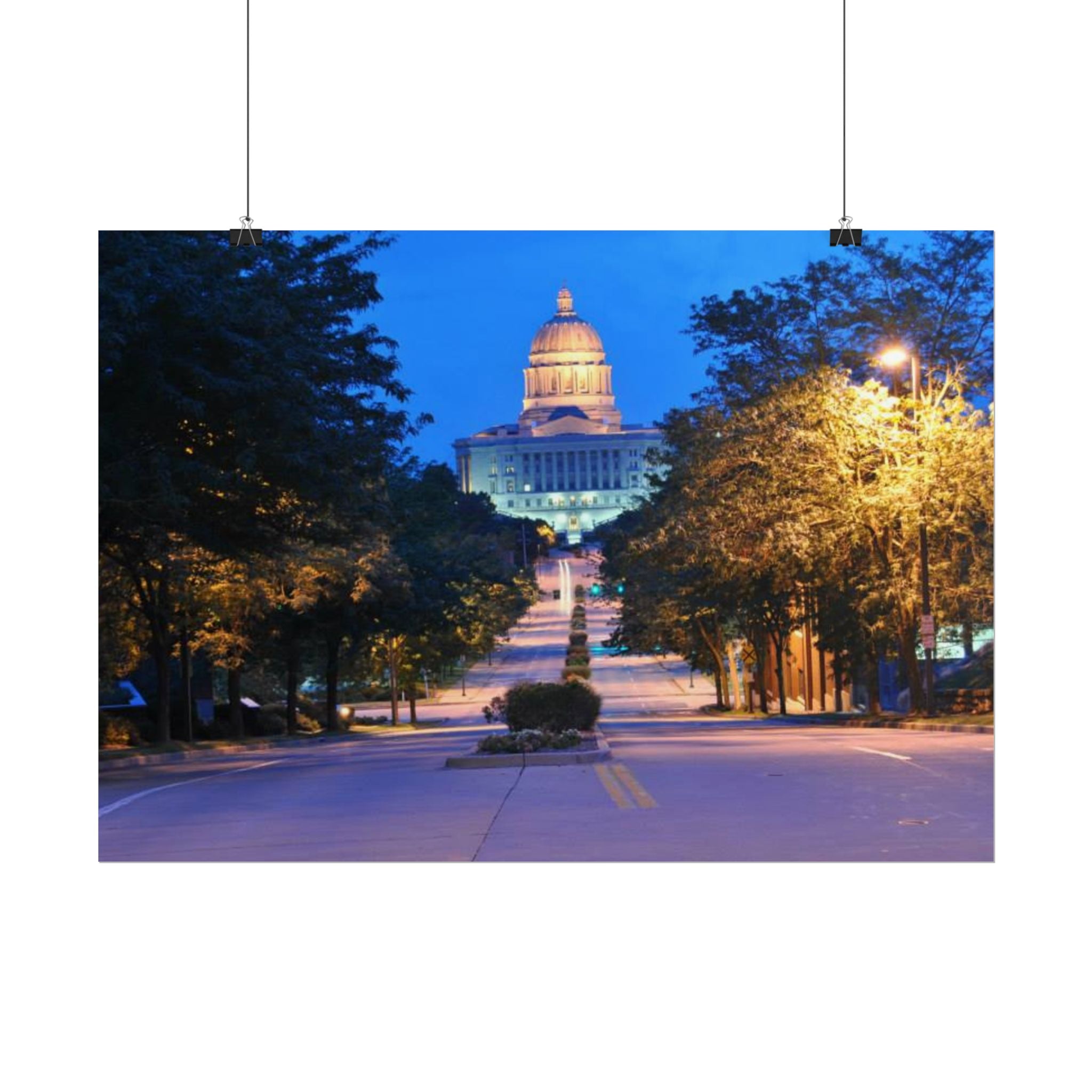 Rolled Poster — Nighttime Missouri Capitol Building Cityscape Wall Art