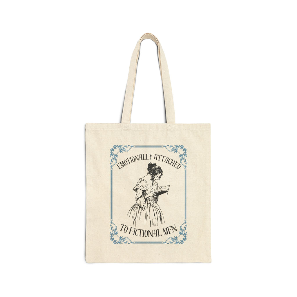 Tote Bag — "Emotionally Attached to Fictional Men" Vintage Reader Tote