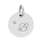 Personalize it!  Birthstone Circle Charm — Engraved Initial Pendant
