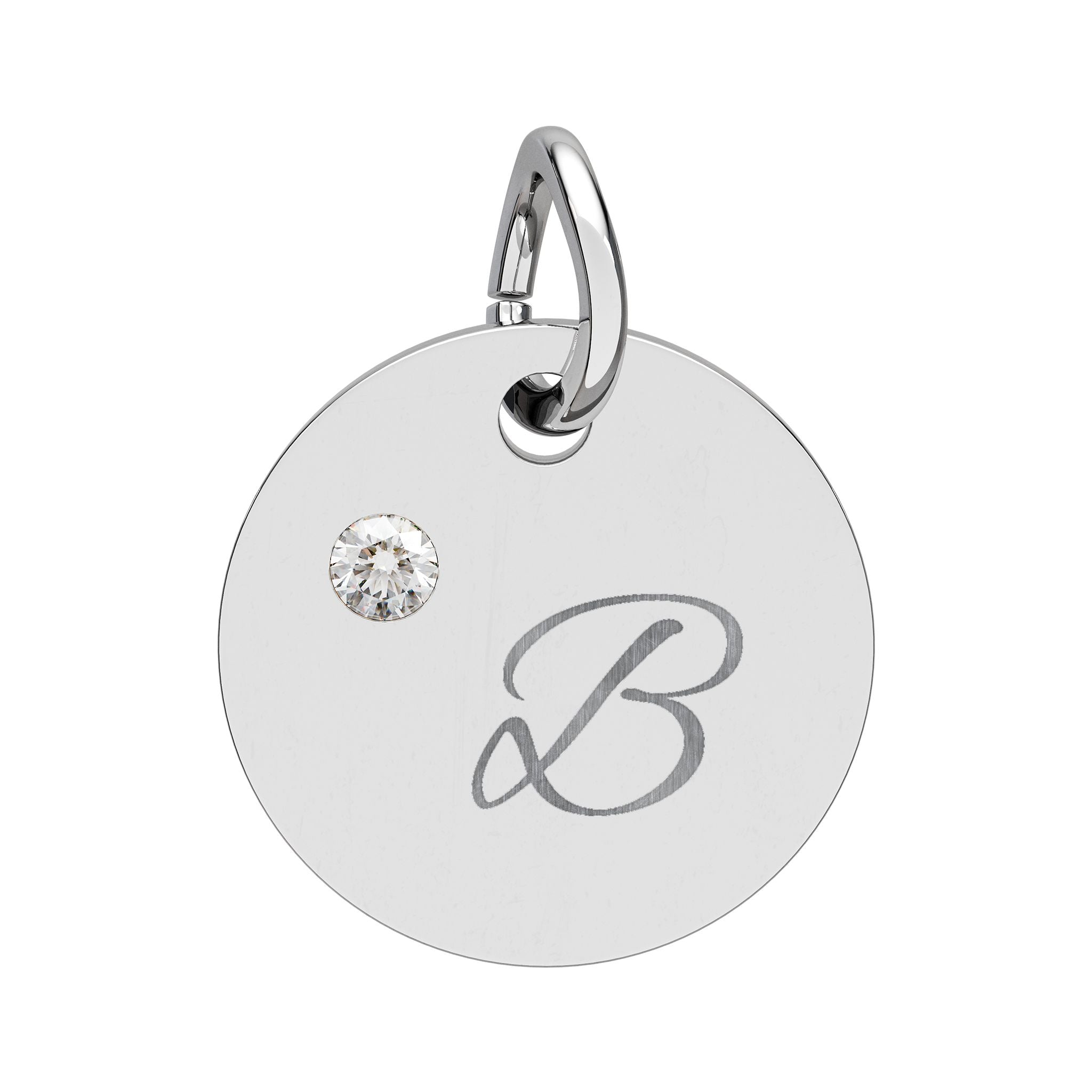 Personalize it!  Birthstone Circle Charm — Engraved Initial Pendant