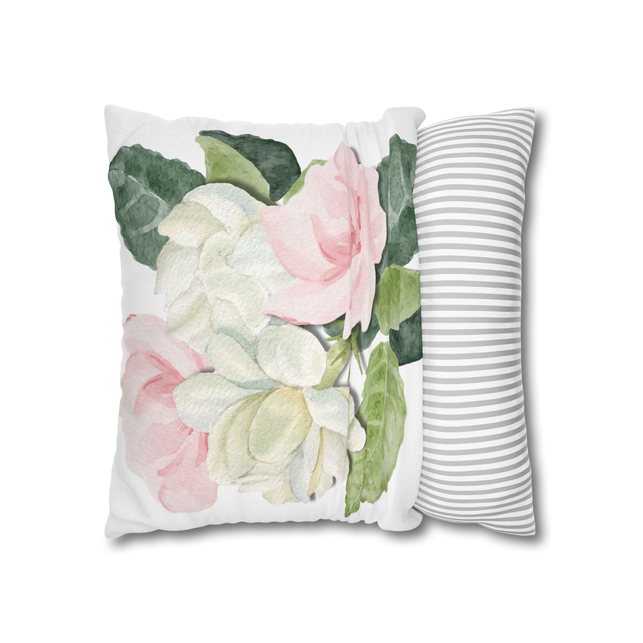 Peony Floral Garden Pillowcase — Pink & White Decorative Throw Pillowcase